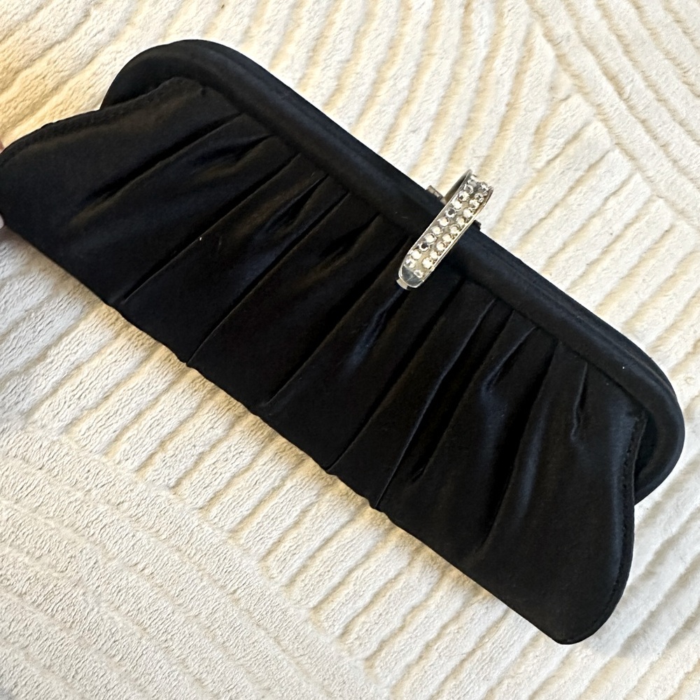 Black vintage satin clutch